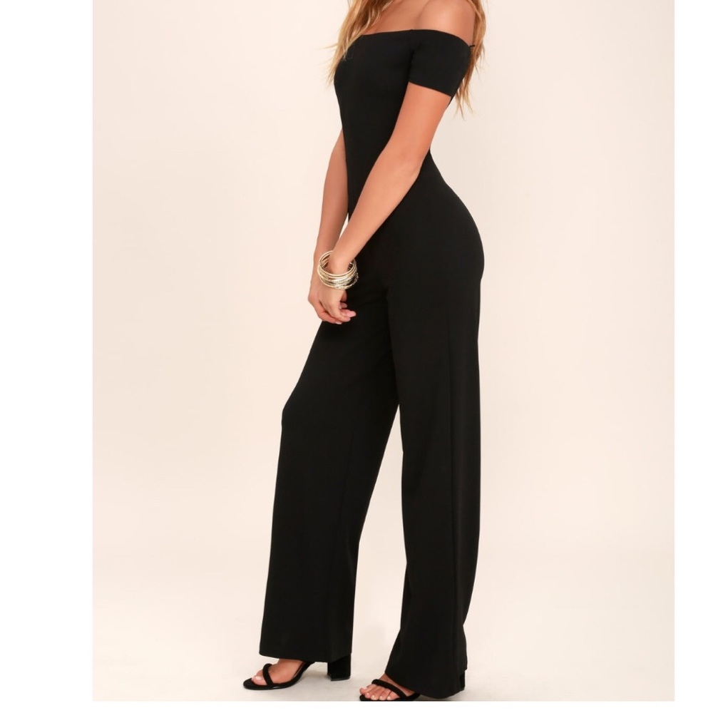 Lulu’s black off the shoulder jumpsuit